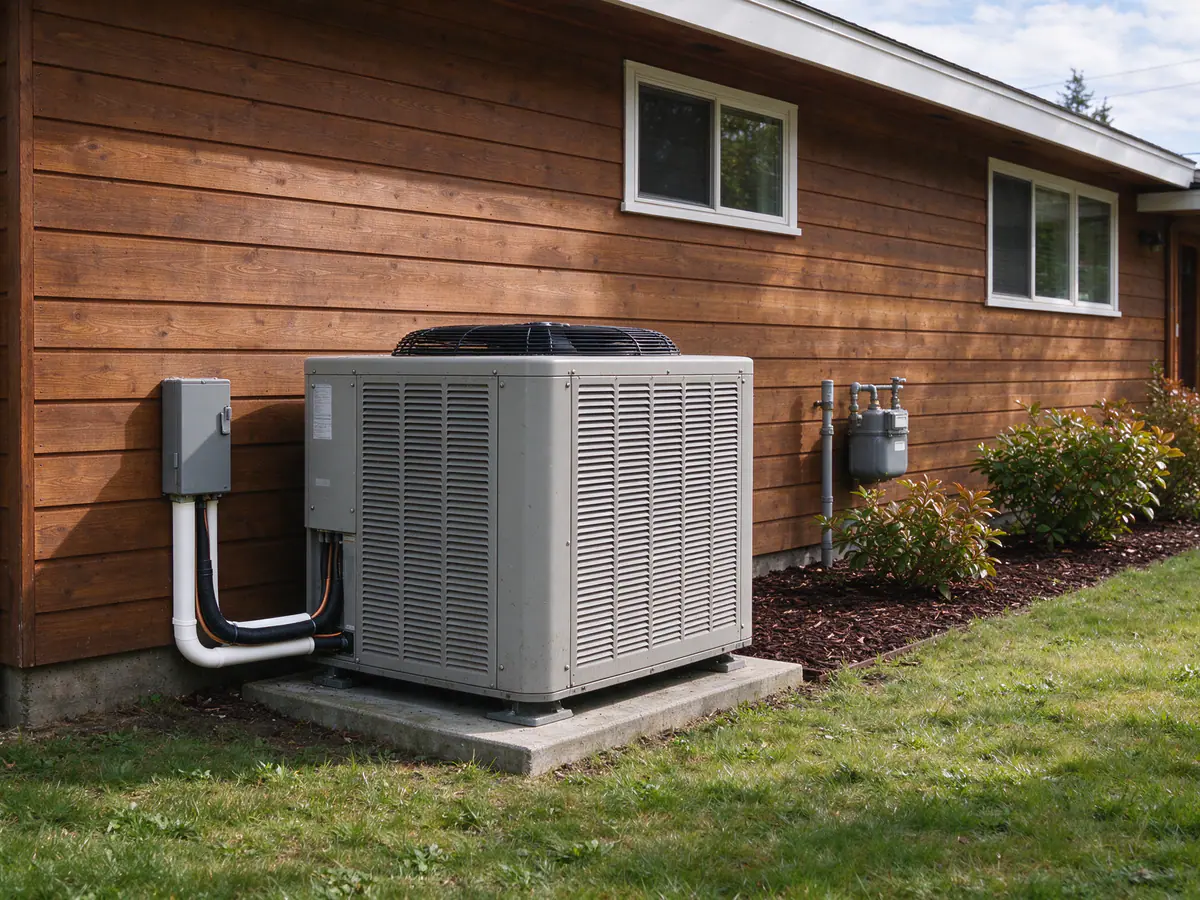 After: a heat pump in place of the old AC