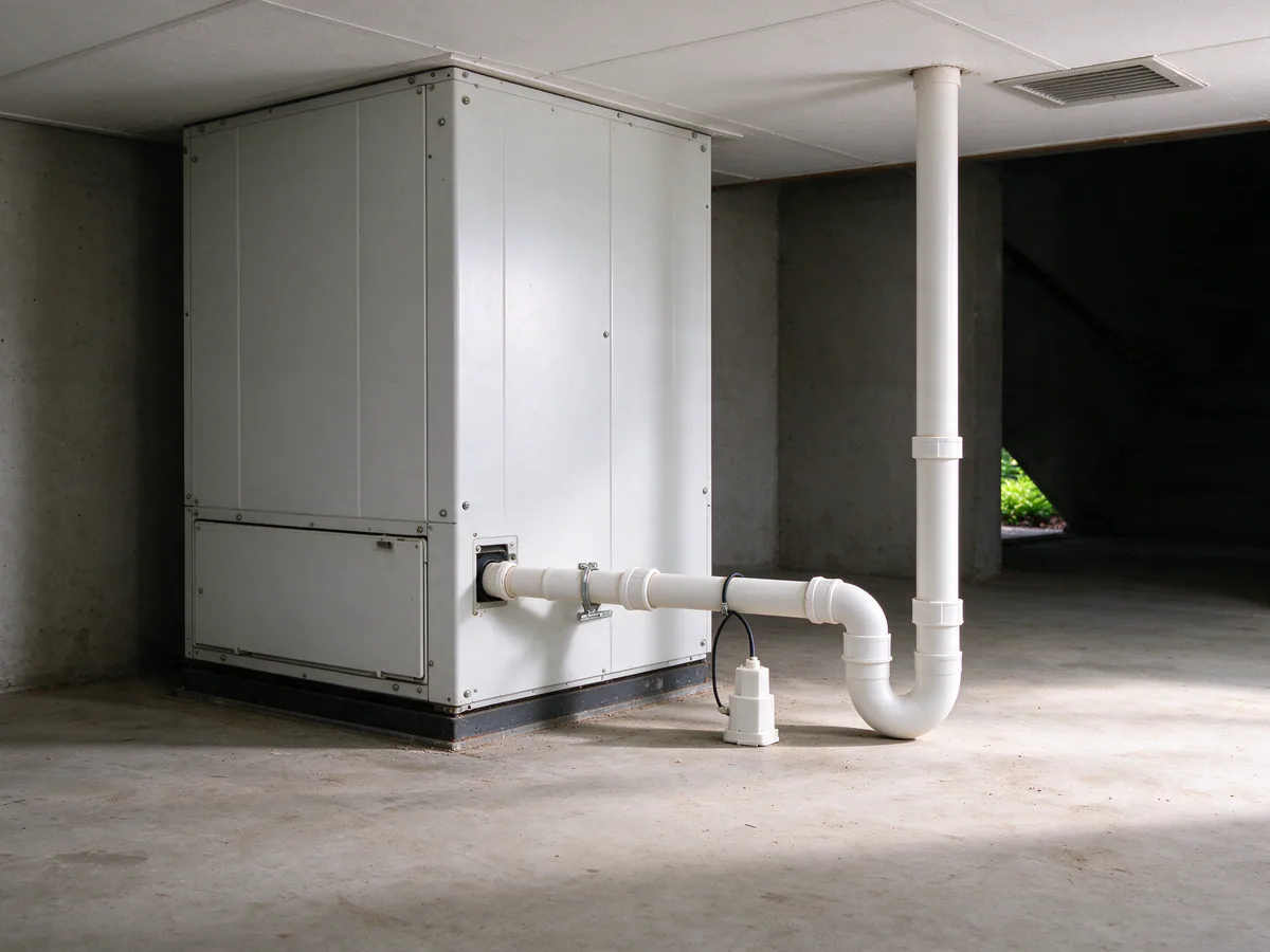 Condensate trap and overflow switch at an air handler