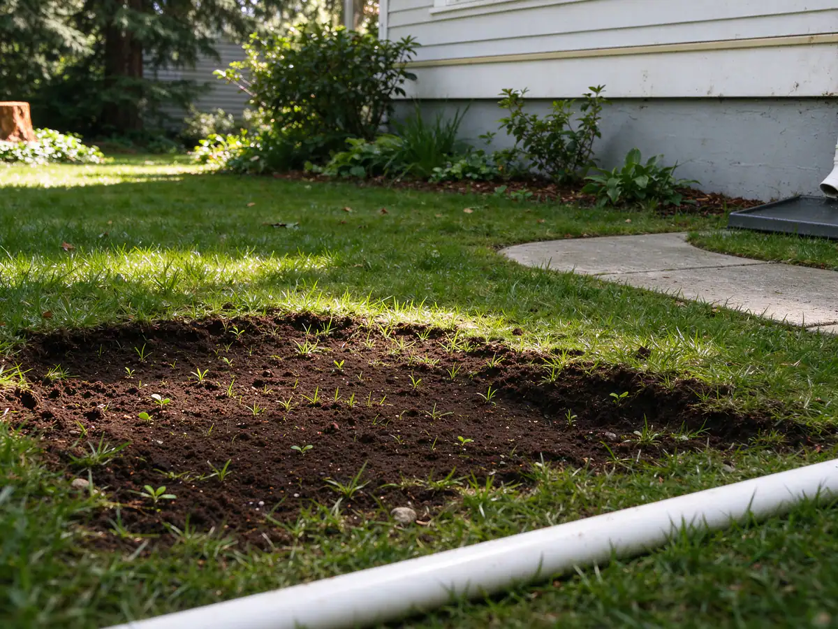 Lawn patched after an oil tank was decommissioned